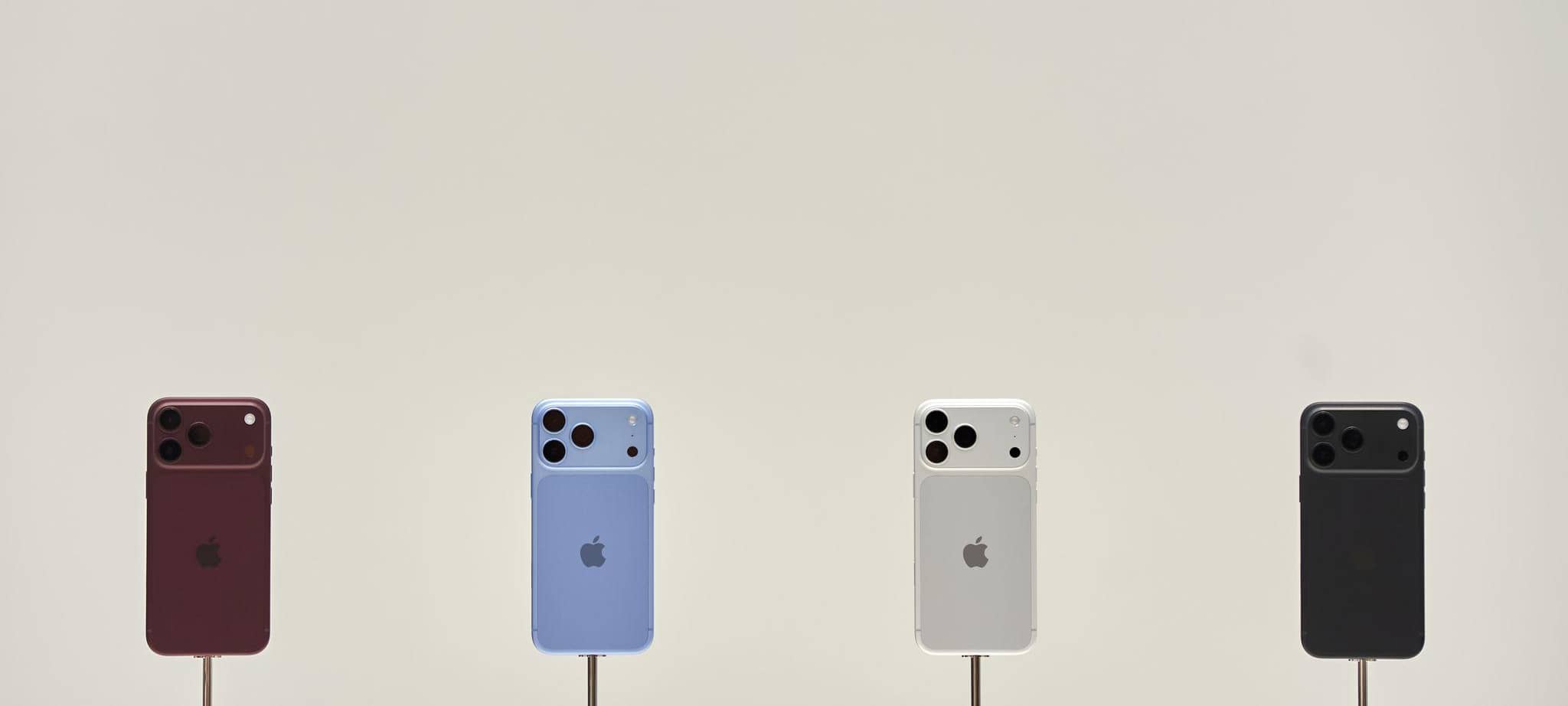 Die vier Farben des iPhone 18 Pro bei einem Apple-Event